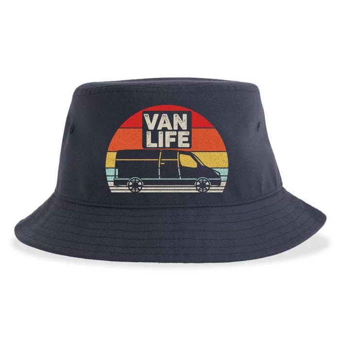 Vintage Retro Vanlife Camper Van Life Meaningful Sustainable Bucket Hat