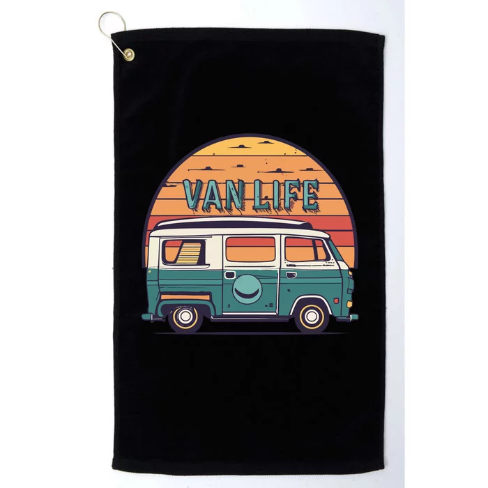 Vintage Retro Van Life Camper Van Life Meaningful Gift Platinum Collection Golf Towel