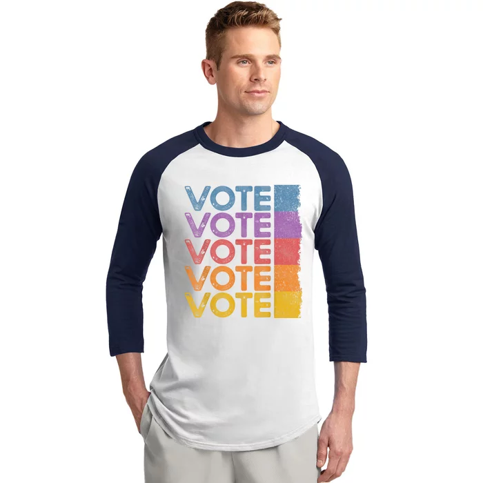 Vote Retro Vintage Election 2024 Voter Baseball Sleeve Shirt