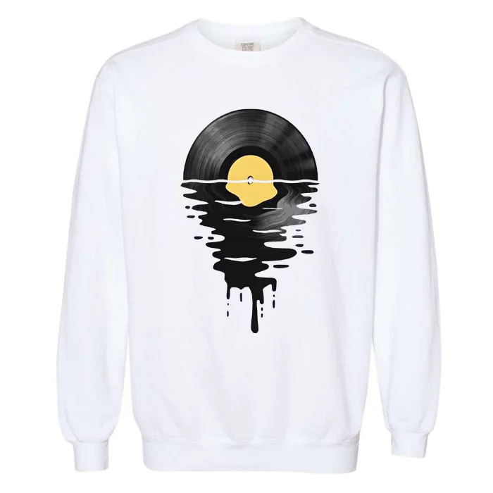 Vinyl Record Vinyl Cool Sunset Music Lover Garment-Dyed Sweatshirt