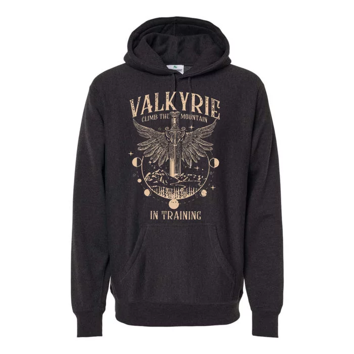 Vintage Retro Valkyrie Climb Them0untain In Training Premium Hoodie