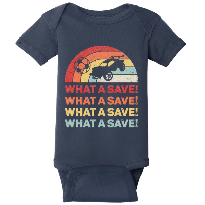 Vintage Retro What A Save Rocket Soccer Car League Baby Bodysuit