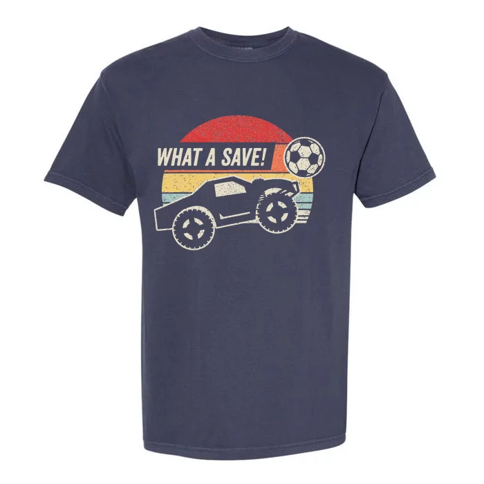 Vintage Retro What a save! Rocket RC Soccer Car Gamer Garment-Dyed Heavyweight T-Shirt