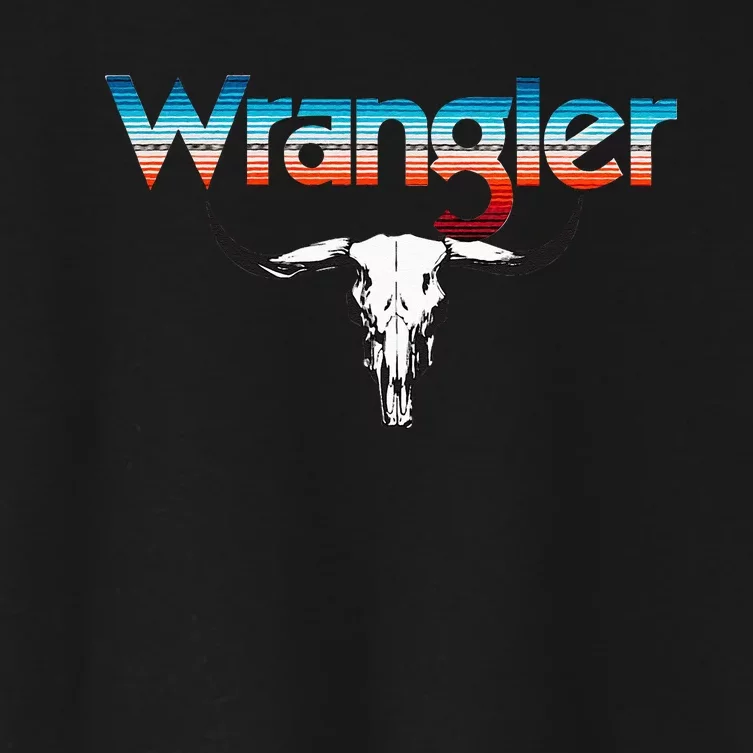 Vintage Rodeo Wrangler Western Cow Skull Cow Print Wrangler Women's Crop Top Tee