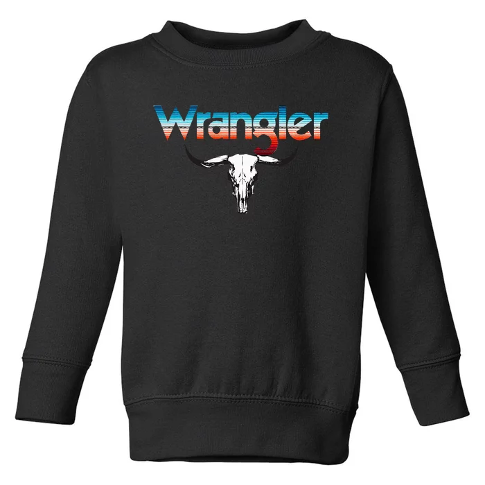 Vintage Rodeo Wrangler Western Cow Skull Cow Print Wrangler Toddler Sweatshirt