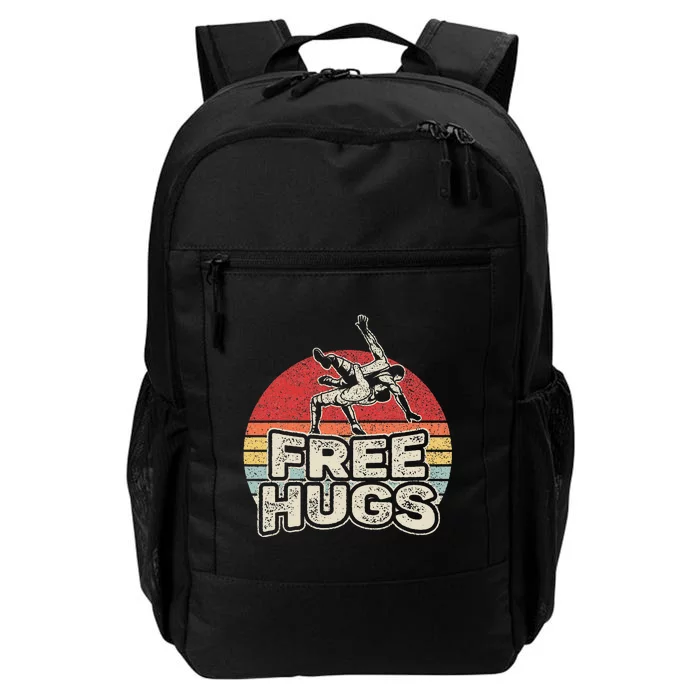 Vintage Retro Wrestling Funny Free Hugs Wrestling Daily Commute Backpack