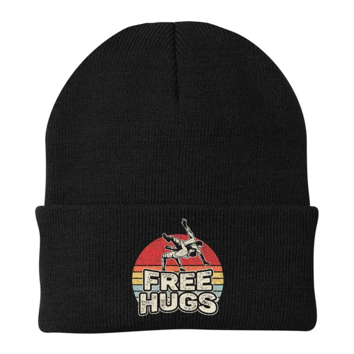 Vintage Retro Wrestling Funny Free Hugs Wrestling Knit Cap Winter Beanie