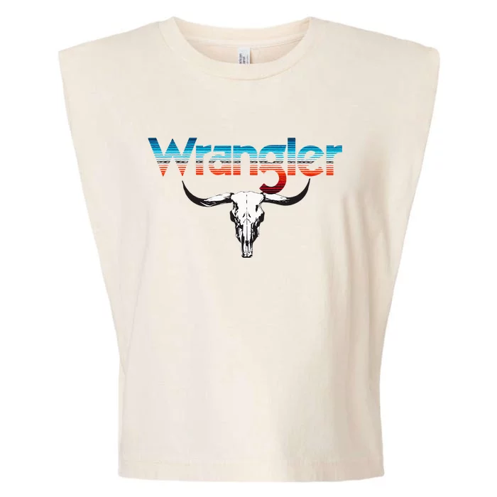 Vintage Rodeo Wrangler Western Cow Skull Cow Print Wrangler Garment-Dyed Women's Muscle Tee