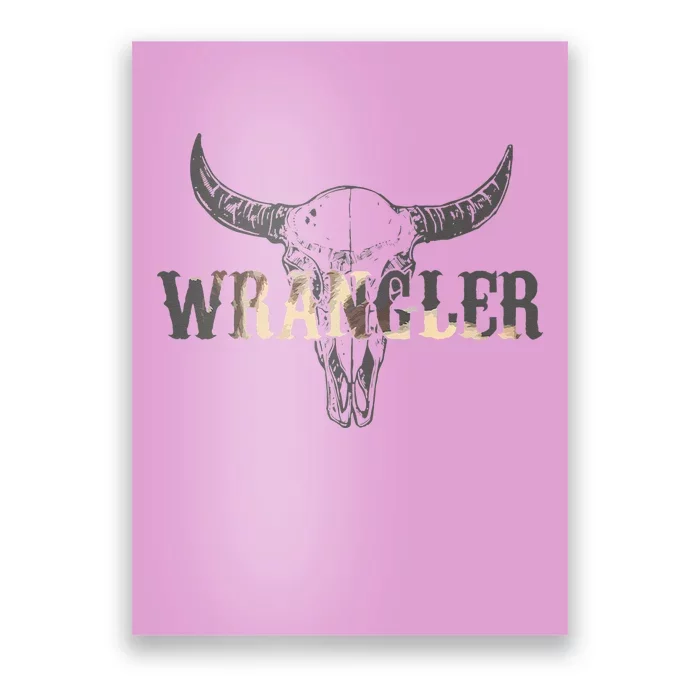 Vintage Rodeo Wrangler Western Cow Skull Cute Outfit Cowboy Poster