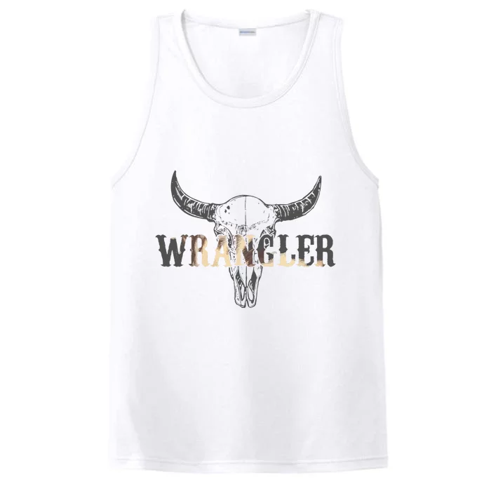 Vintage Rodeo Wrangler Western Cow Skull Cute Outfit Cowboy Performance Tank