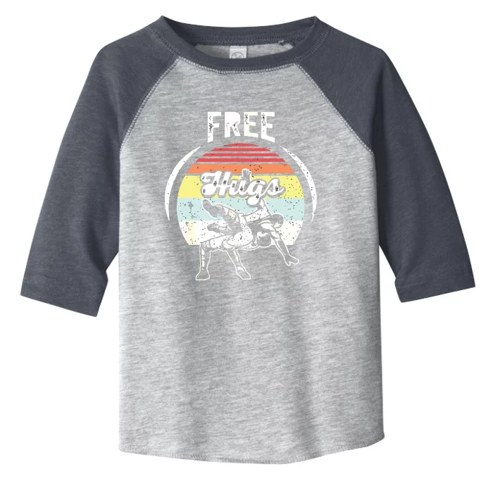 Vintage Retro Wrestling Funny Free Hugs Wrestling Toddler Fine Jersey T-Shirt