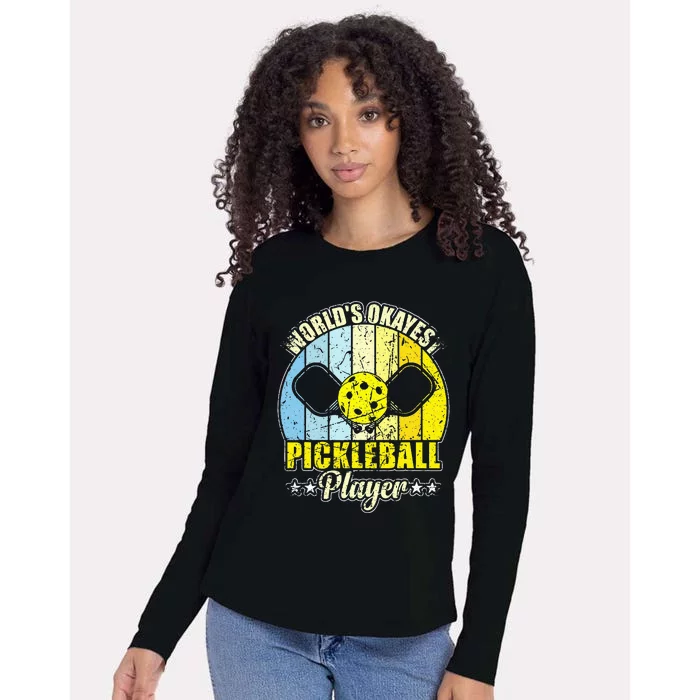 Vintage Retro World's Okayest Pickleball Player Womens Cotton Relaxed Long Sleeve T-Shirt