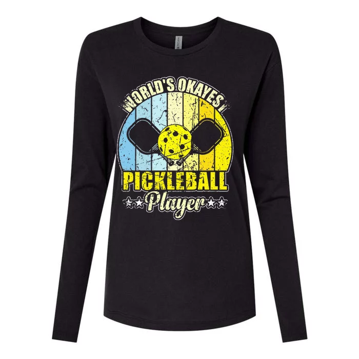 Vintage Retro World's Okayest Pickleball Player Womens Cotton Relaxed Long Sleeve T-Shirt