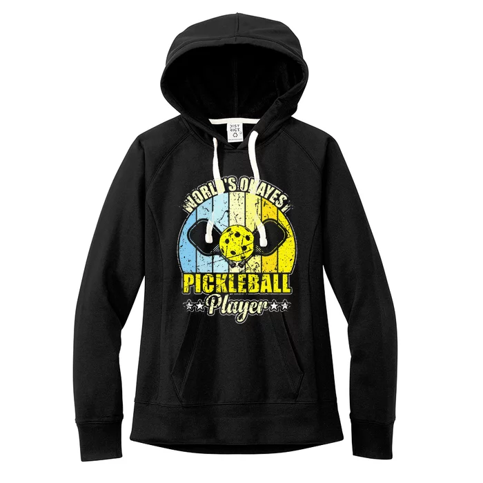 Vintage Retro World's Okayest Pickleball Player Women's Fleece Hoodie