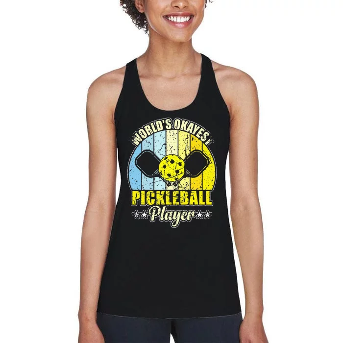 Vintage Retro World's Okayest Pickleball Player Women's Racerback Tank