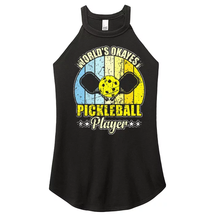 Vintage Retro World's Okayest Pickleball Player Women’s Perfect Tri Rocker Tank