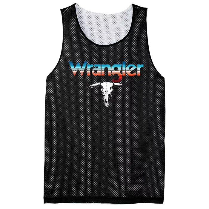 Vintage Rodeo Wrangler Western Cow Skull Cow Print Wrangler Mesh Reversible Basketball Jersey Tank