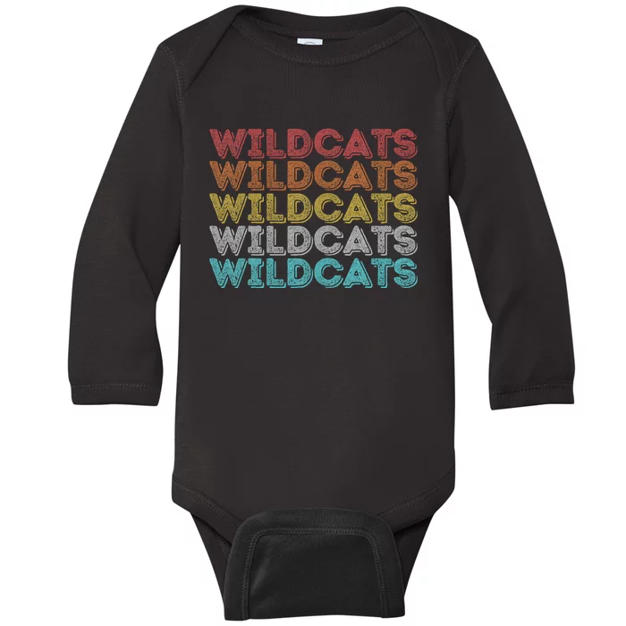 Vintage Retro Wildcats Baby Long Sleeve Bodysuit