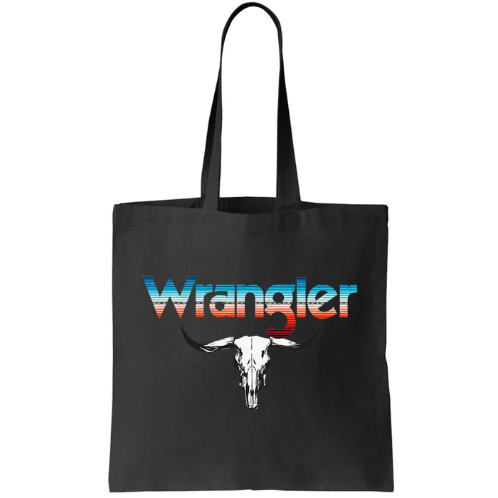 Vintage Rodeo Wrangler Western Cow Skull Cow Print Wrangler Tote Bag