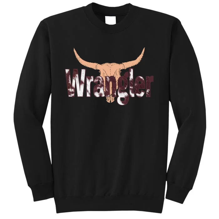 Vintage Rodeo Wrangler Western Cow Skull Print Wrangler Tall Sweatshirt