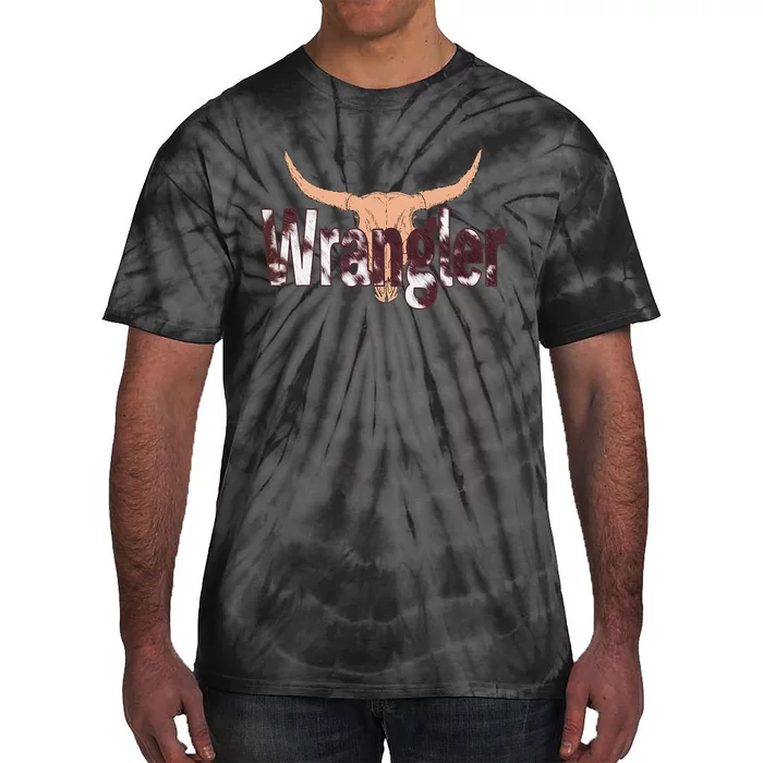 Vintage Rodeo Wrangler Western Cow Skull Print Wrangler Tie-Dye T-Shirt