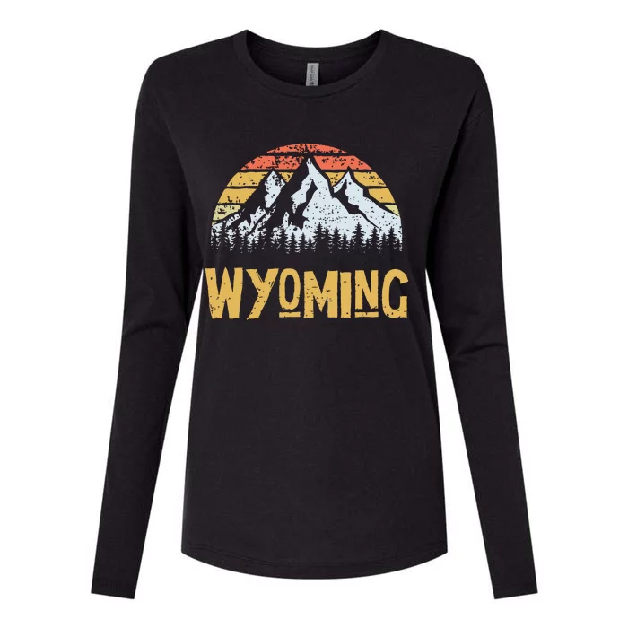 Vintage Retro Wy Wyoming Us Mountain State Womens Cotton Relaxed Long Sleeve T-Shirt