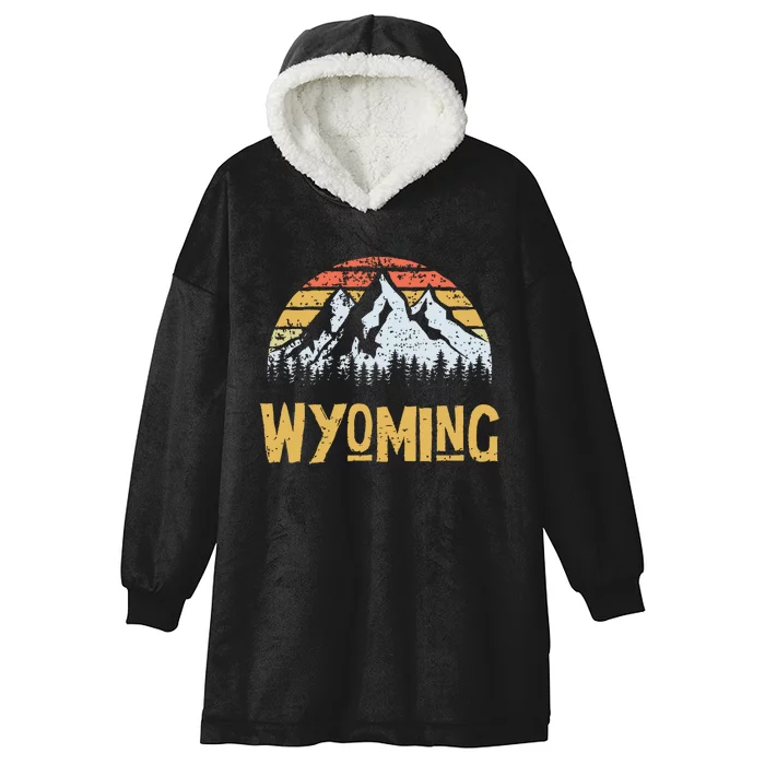 Vintage Retro Wy Wyoming Us Mountain State Hooded Wearable Blanket