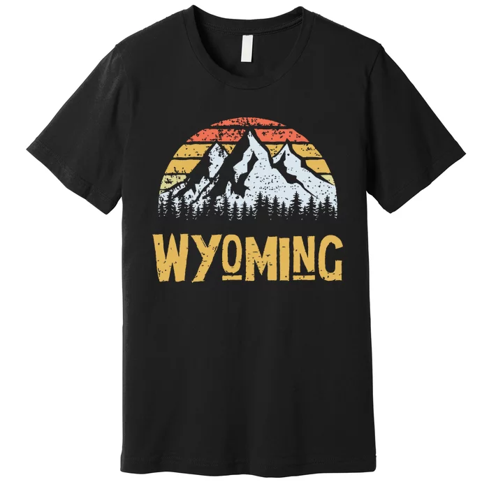 Vintage Retro Wy Wyoming Us Mountain State Premium T-Shirt