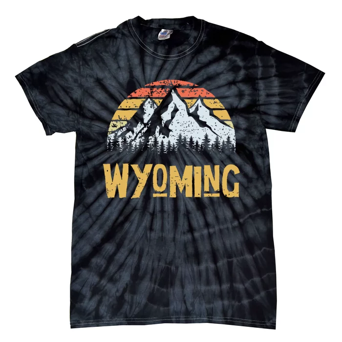 Vintage Retro Wy Wyoming Us Mountain State Tie-Dye T-Shirt