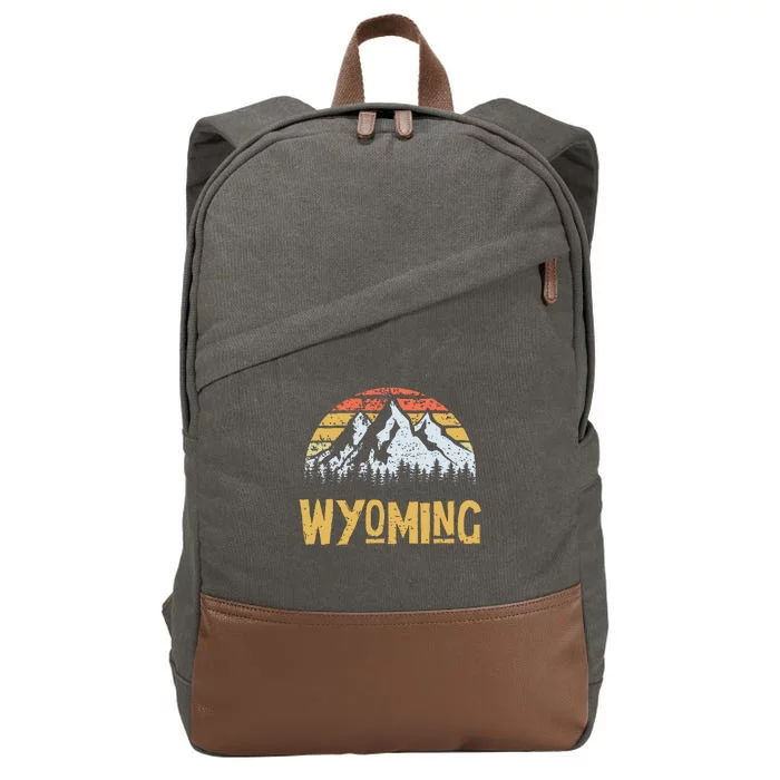 Vintage Retro Wy Wyoming Us Mountain State Cotton Canvas Backpack