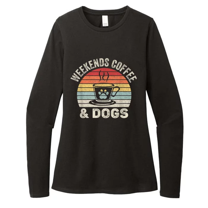 Vintage Retro Weekends Coffee & Dogs Funny Dog Womens CVC Long Sleeve Shirt