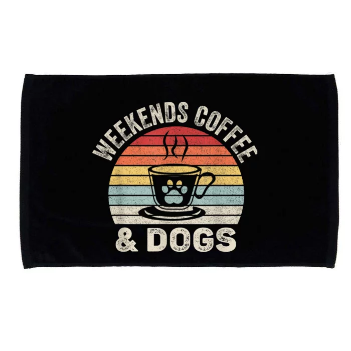 Vintage Retro Weekends Coffee & Dogs Funny Dog Microfiber Hand Towel