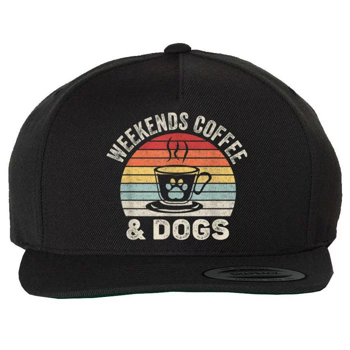 Vintage Retro Weekends Coffee & Dogs Funny Dog Wool Snapback Cap