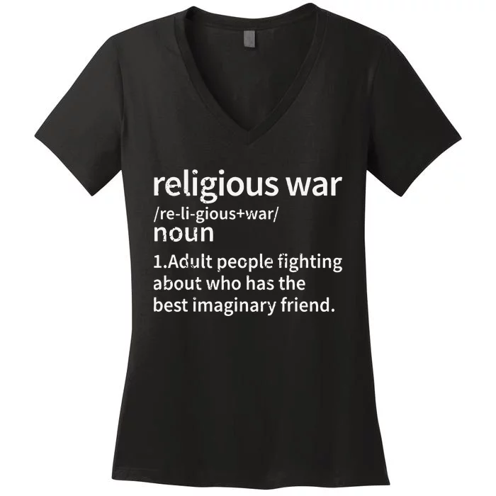 Vintage Religious War Definition Anti.Religious Activist Women's V-Neck T-Shirt