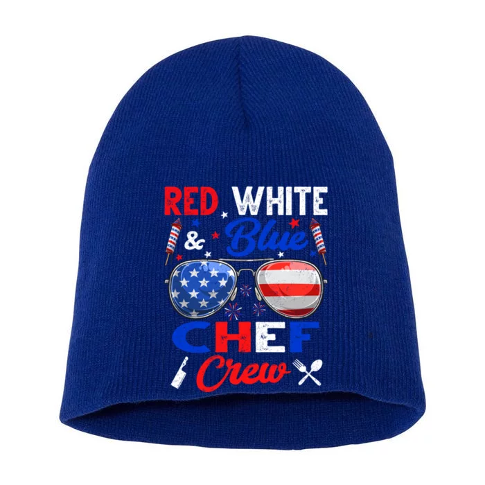 Vintage Red White Blue Chef American Flag Cute Gift Short Acrylic Beanie