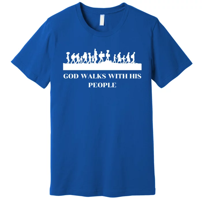 Vintage Retro World Refugee Day God Walks With His People Gift Premium T-Shirt