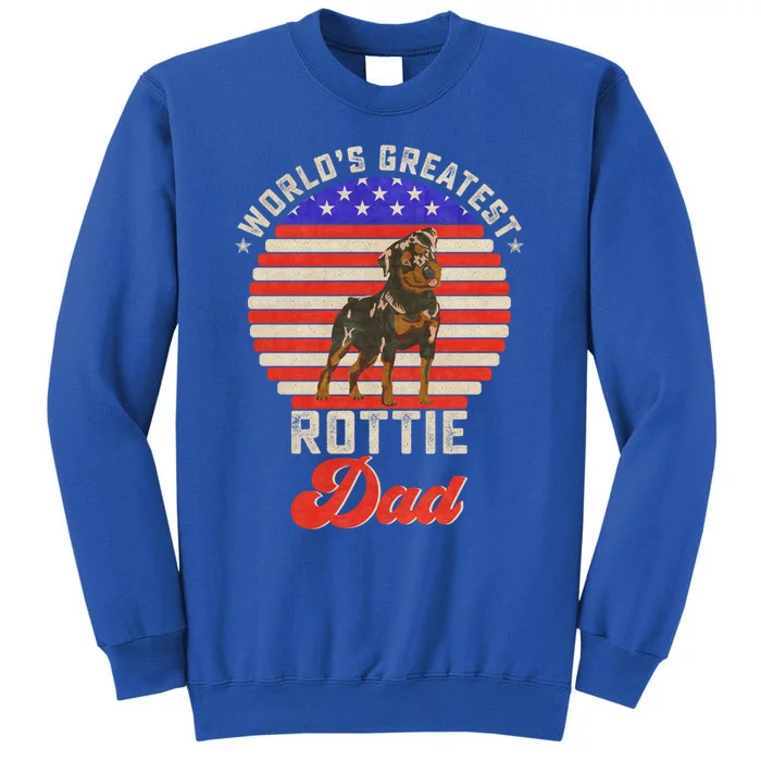 Vintage Retro Worlds Greatest Rottweiler Dad Rottie Sunset Great Gift Tall Sweatshirt