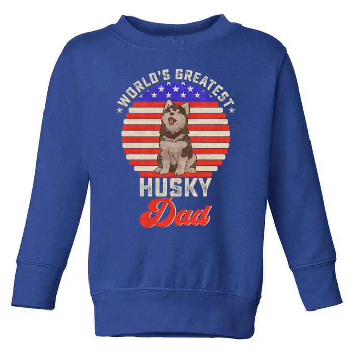 Vintage Retro Worlds Greatest Siberian Husky Dog Dad Sunset Gift Toddler Sweatshirt