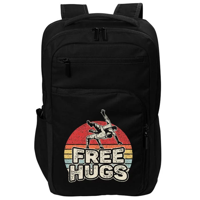 Vintage Retro Wrestling Funny Free Hugs Wrestling Impact Tech Backpack