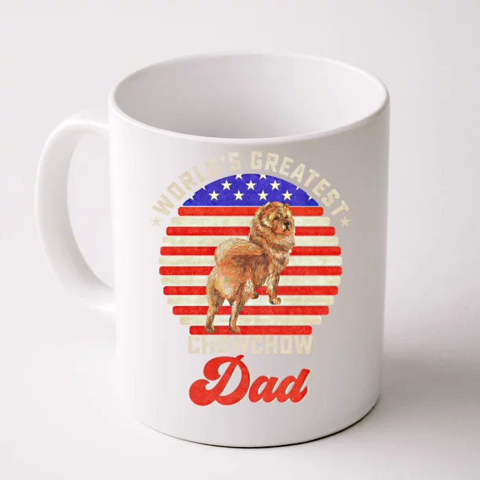 Vintage Retro Worlds Greatest Chow Chow Dog Dad Silhouette Gift Front & Back Coffee Mug