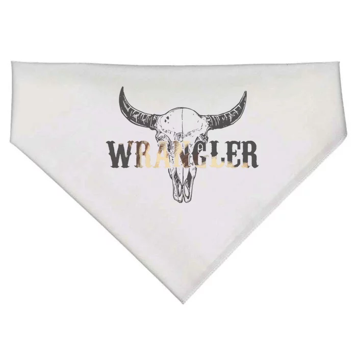 Vintage Rodeo Wrangler Western Cow Skull Cute Outfit Cowboy USA-Made Doggie Bandana