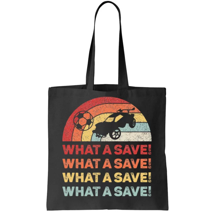 Vintage Retro What A Save Rocket Soccer Car League Tote Bag