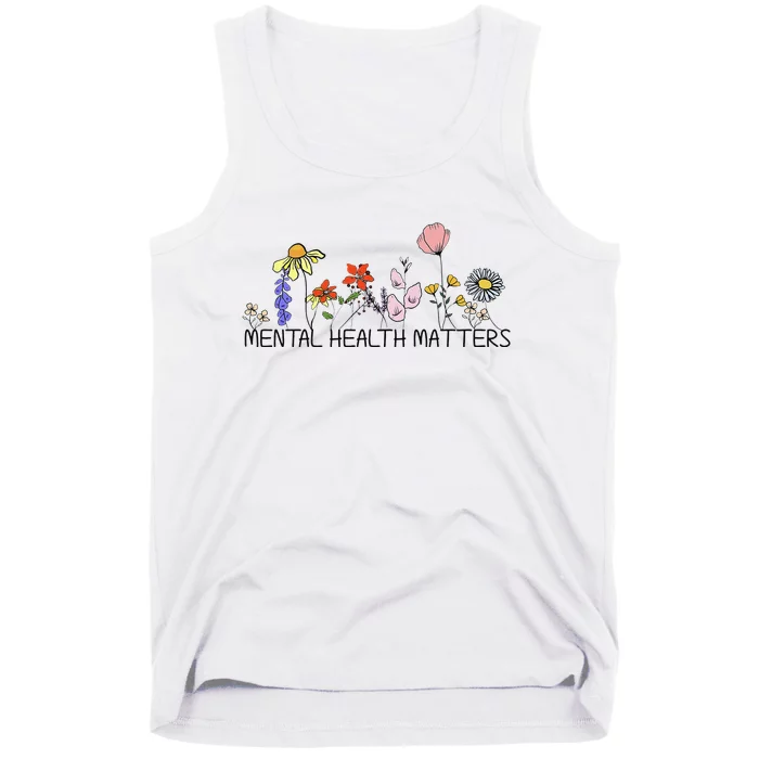 Vintage Retro Wildflower Mental Health Matters Awareness Tank Top