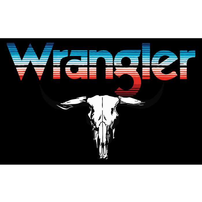 Vintage Rodeo Wrangler Western Cow Skull Cow Print Wrangler Bumper Sticker