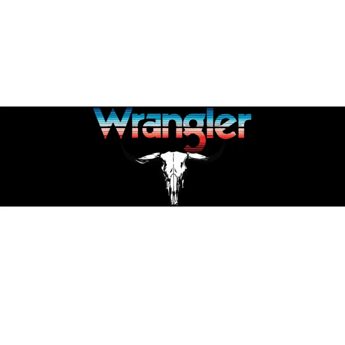 Vintage Rodeo Wrangler Western Cow Skull Cow Print Wrangler Bumper Sticker