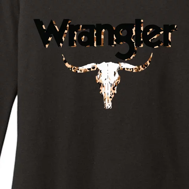 Vintage Rodeo Wrangler Western Cow Skull Leopard Bull Womens CVC Long Sleeve Shirt