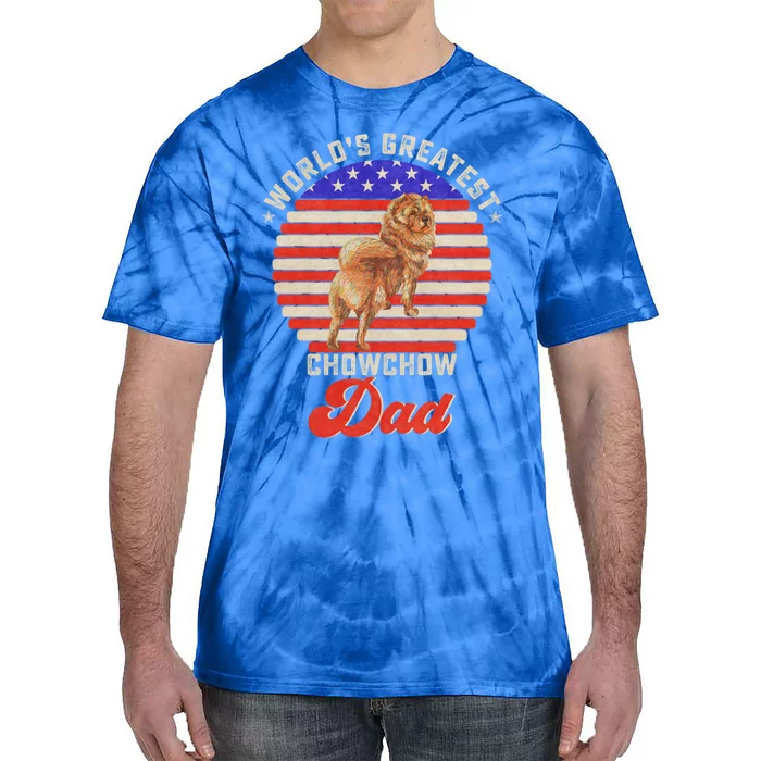 Vintage Retro Worlds Greatest Chow Chow Dog Dad Silhouette Cute Gift Tie-Dye T-Shirt