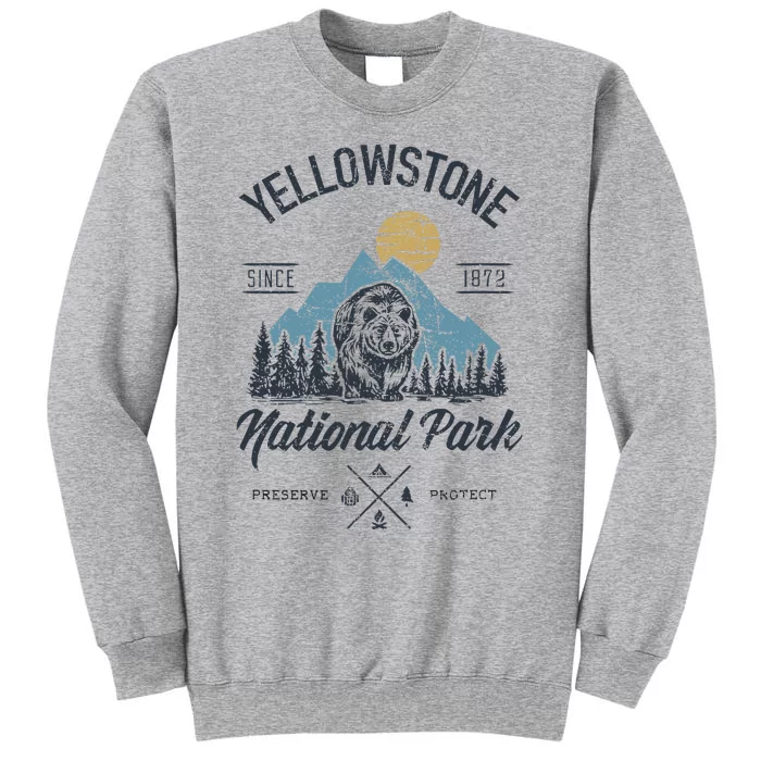 Vintage Retro Yellowstone National Park Hiking Tall Sweatshirt