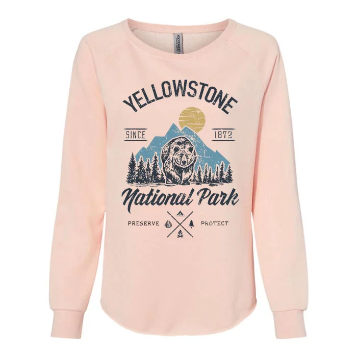 Vintage Retro Yellowstone National Park Hiking Womens California Wash Sweatshirt