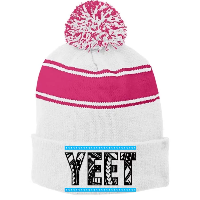 Vintage Retro Yeet Ww Quotes Design Apparel Stripe Pom Pom Beanie